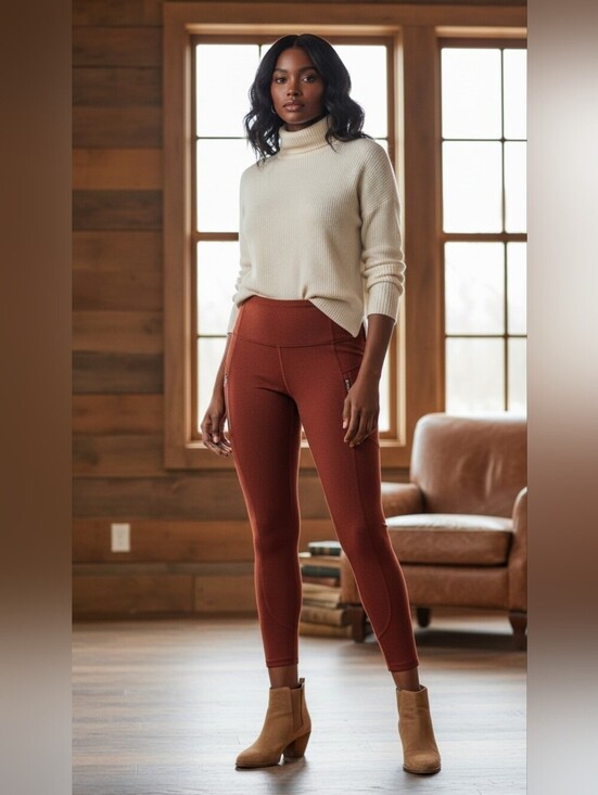 Athleta Pants - Athleta Rainier Plush Tight 1X Supersonic Dried Cinnamon Fleece Lined Leggings